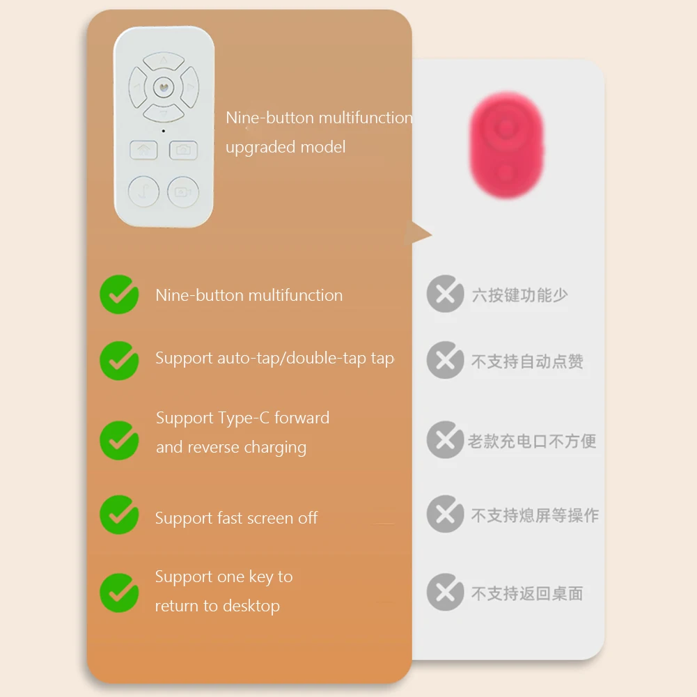 Smart Remote Bluetooth-Compatible Rechargeable Universal Remote Control Wireless Page Turner for Android iOS iPhone iPad Tik Tok