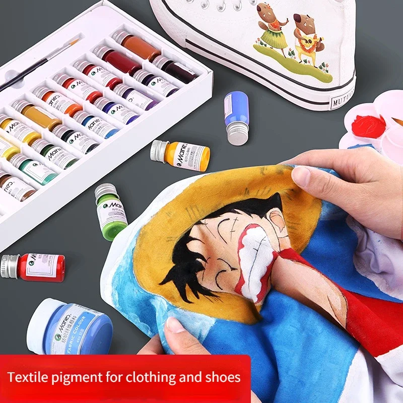 12/24/36 Color Textile Fiber Pigment Set DIY Hand-painted Clothes Shoes Graffiti Waterproof Wear-resistant Acrylic Art Supplies