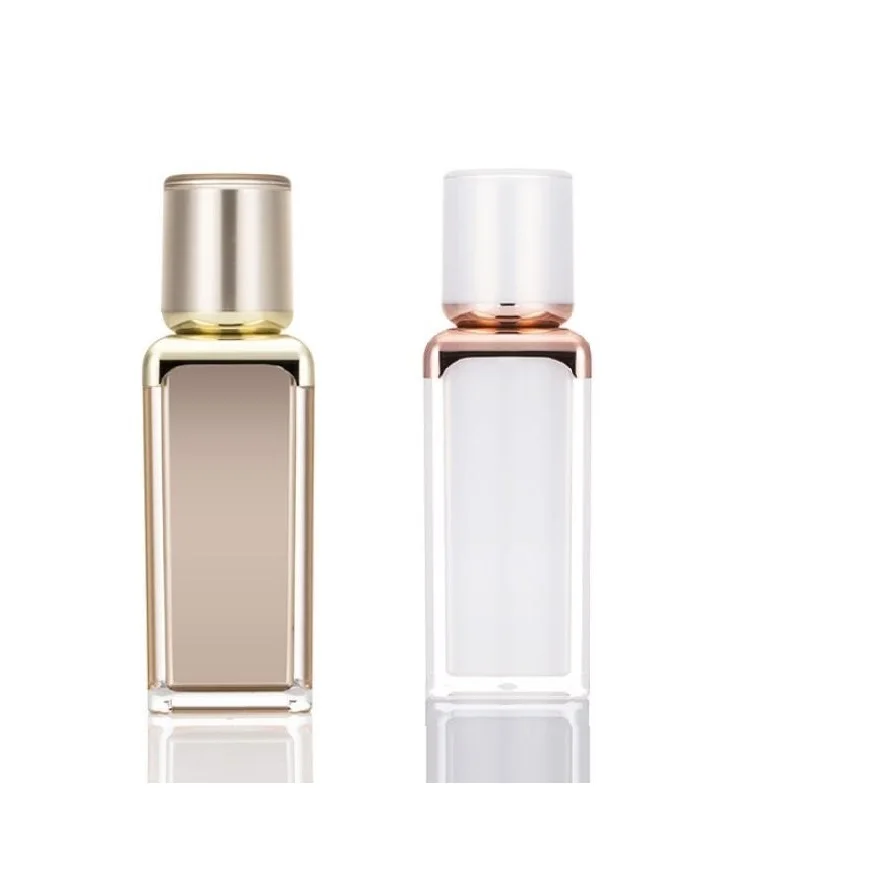 

30ml pearl white/ gold square shape acrylic airless bottle for serum/lotion/emulsion/foundation/liquid cosmetic packing