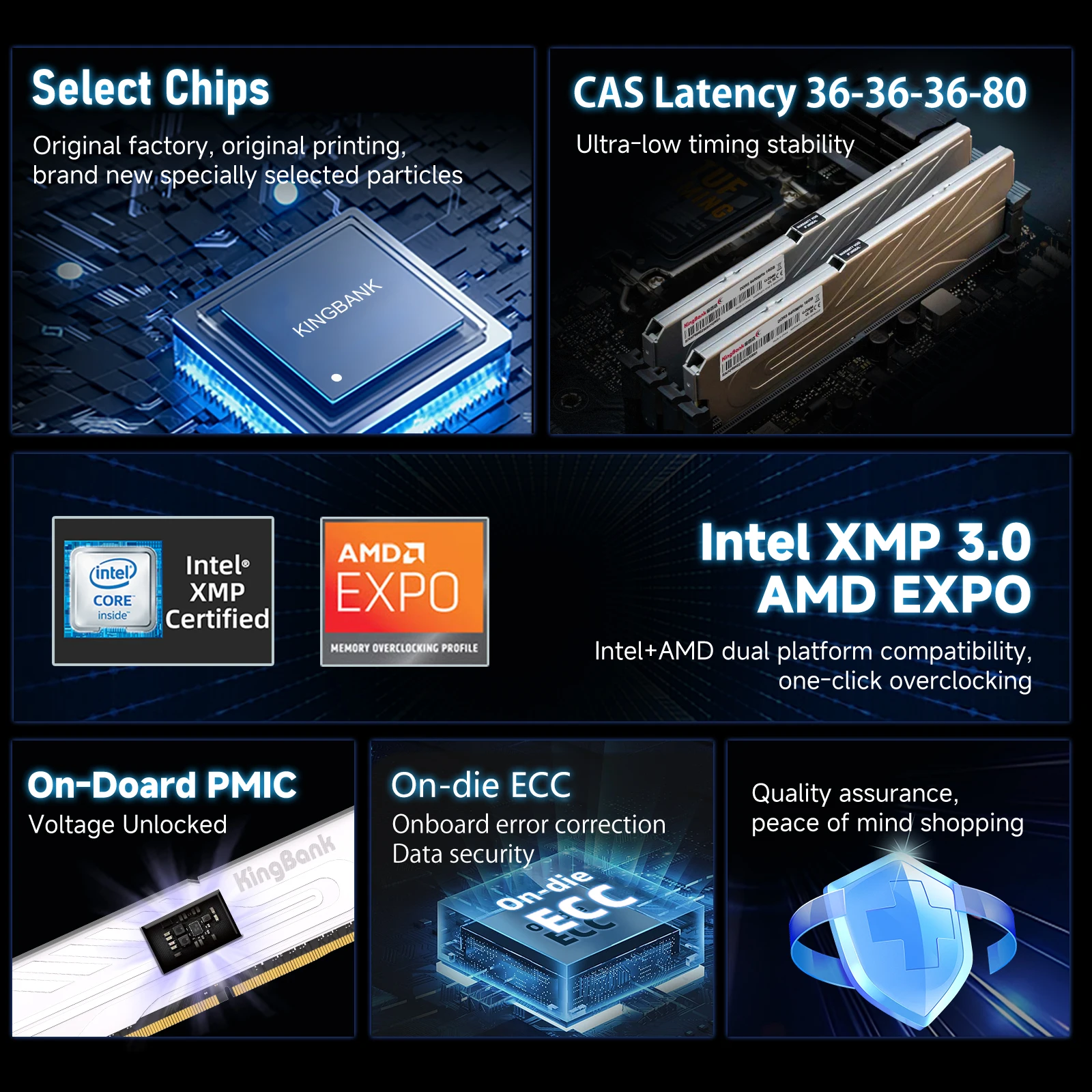 KingBank DDR5 RAM 16GB デスクトップゲーミングメモリ 32GB (2x16GB 