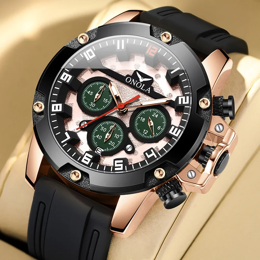 Montre-bracelet de sport à quartz pour homme, chronographe de mouvement, horloge à main militaire avec zones Shoes, cadeau masculin, 2025