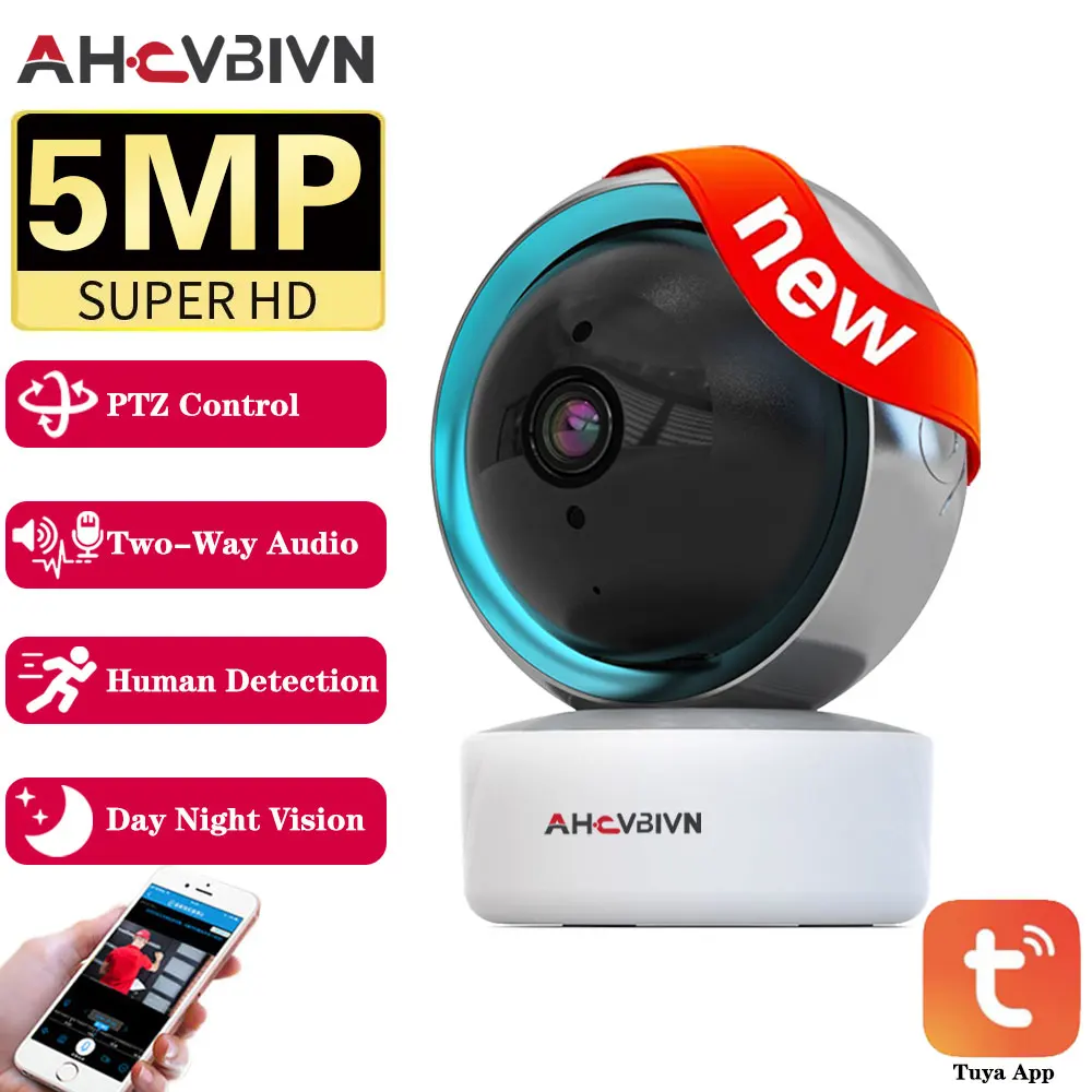 

Small Mini Indoor Tuya Smart Life Wifi Auto Tracking Camera IP Wireless 5MP HD Video CCTV Baby Monitor Cam Night Home Security
