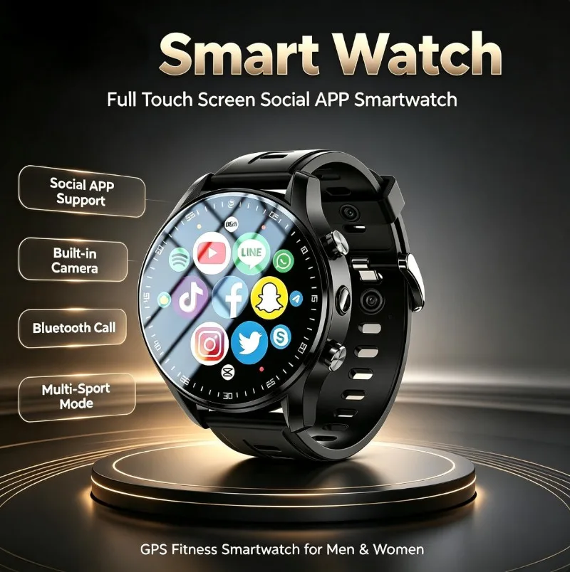 Unisex Smart Watch Multi‑App Fitness Tracking Bluetooth Call Large Storage Running Sports Wristwatch for Men & Women