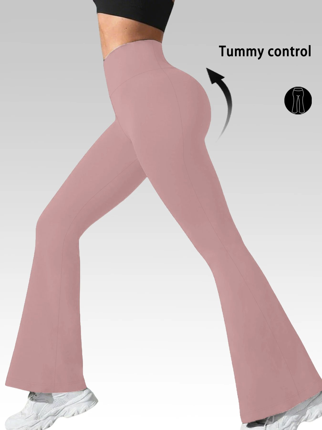 Elegante Damen-Flare-Hose mit hohem Bund für Yoga-Workouts. Geeignet für Damen-Leggings zur Freizeitnutzung. – Detail 10