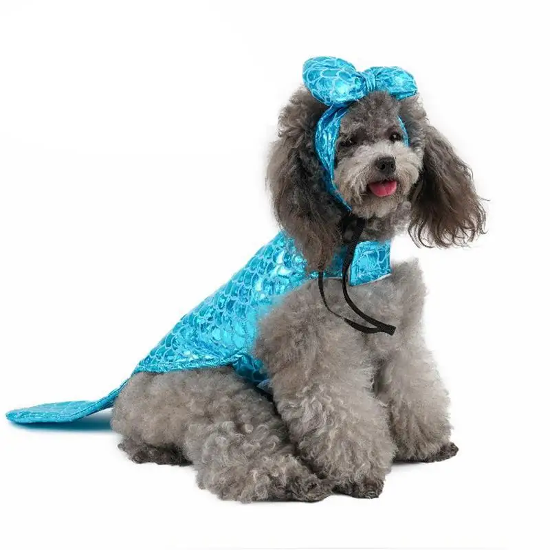 Mermaid Dog Costume funny Dog clothing cat clothing Cute pet clothes Halloween Dress up Costume Role playing costumes