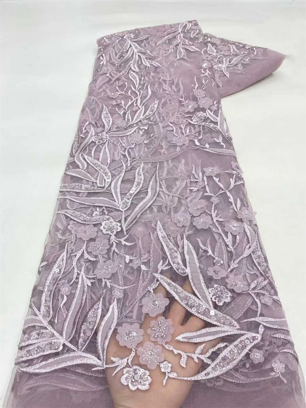 

African Lace Fabric Sequins Beaded Embroidery Groom Nigerian Bridal 2025 High Quality French Tulle Lace Fabric For Wedding