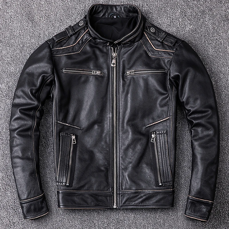 Leren jassen heren motorfiets piloten rits pilotenjack vintage Leren jassen heren motorfiets piloten rits pilotenjack vintage