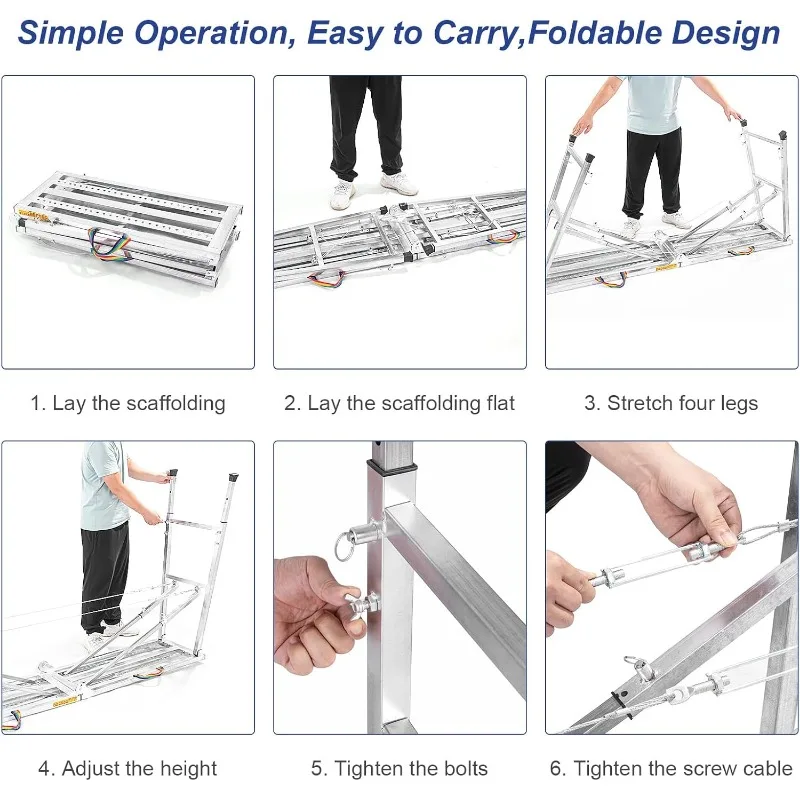 Scaffolding Adjustable & Multi-Function Work Platform, 700lbs Capacity, Portable Folding Aluminum Step Ladder for High Paint