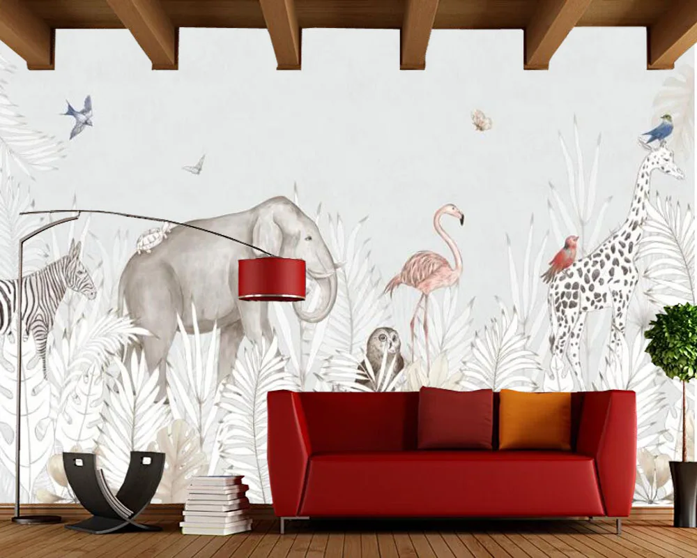 Papel de parede custom tropical plant animal elephant  wallpaper mural,living room tv wall  bedroom home decor