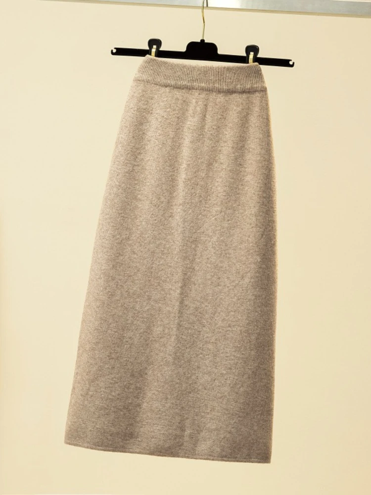 

2025 модная осенне-зимняя толстая юбка, офисные женские юбки-карандаш, вязаная юбка с высокой талией, элегантные длинные юбки для женщин