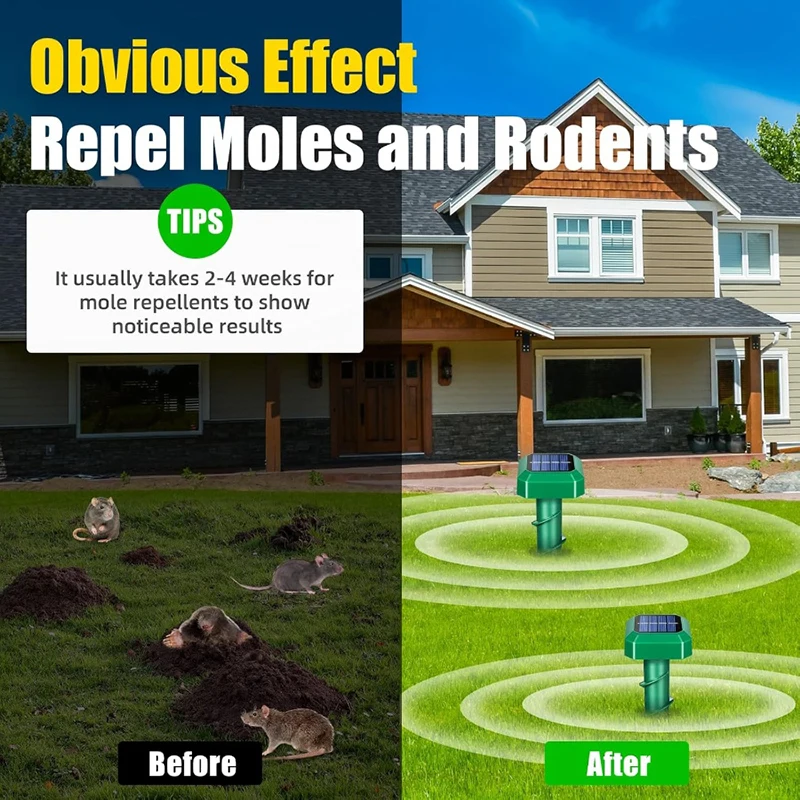Upgraded Solar Ground Spike Mosquito Killer & Rodent Repeller Vibration & Ultrasonic Auto Night Light IP44for Yard Garden Farm image 5