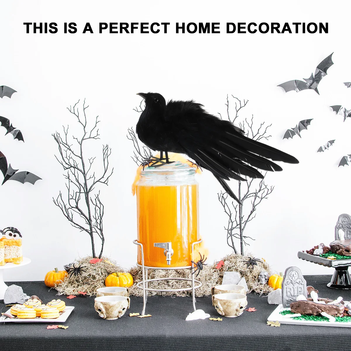 

1pc Realistic Crow Artificial Feathered Crows For Halloween Prop Home Garden Bedroom Party Gift Simulated Decor