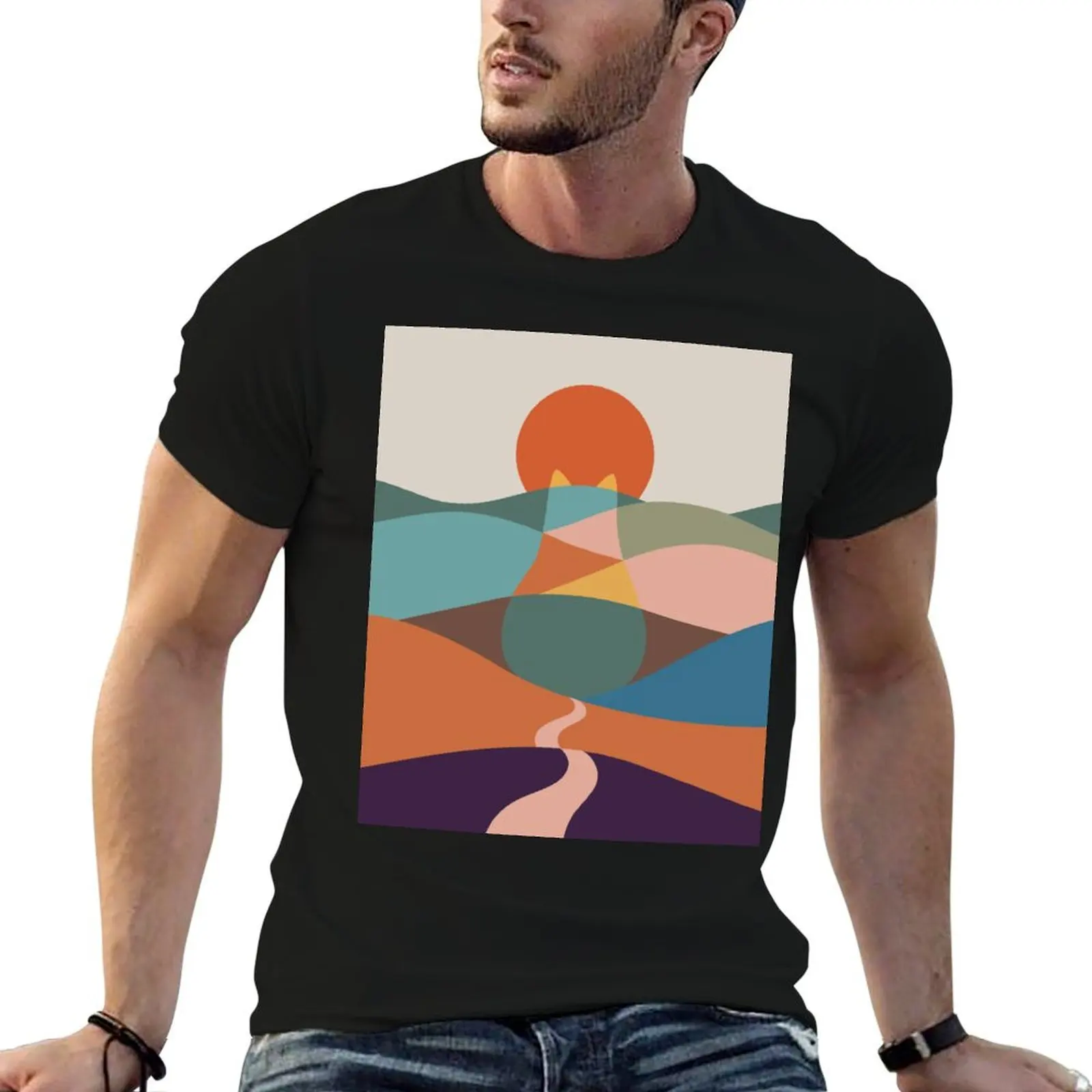 

Cat Landscape 65 T-Shirt plain anime kawaii clothes cotton graphic tees shirts graphic tee men
