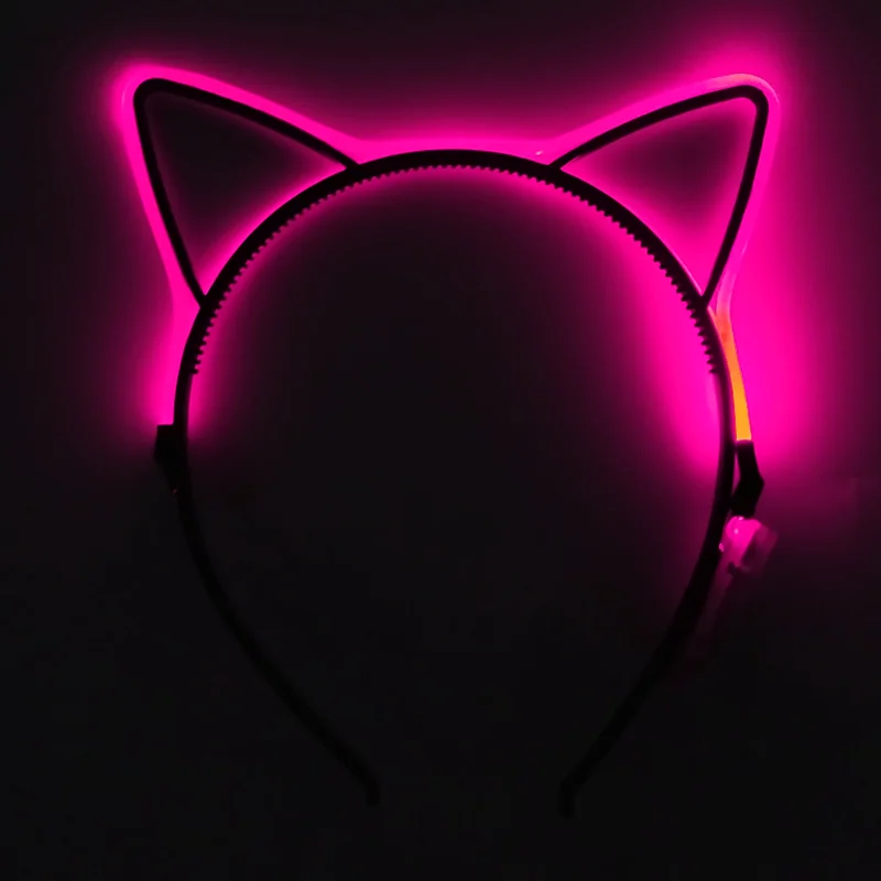 Birthday LED Light Up Headband Cat Ear Hairband Bar Party Supplies Glowing Masquerade Headband Wedding Christmas Decor Headwear