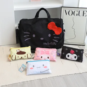 Mini Hello Kitty duża pojemność składana torba podróżna kreskówka Kuromi torba z tkaniny Oxford wodoodporna damska moja melodia torebka Kawaii