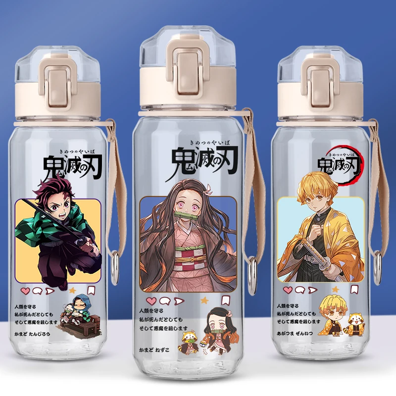 350ml Anime Kids Water Sippy Cup  Cartoon With Straws Leakproof Water Bottles Outdoor Portable Demon Slayer Tanjiro Nezuko