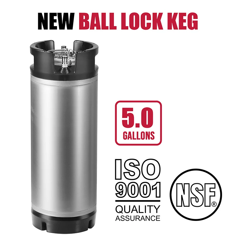 19L Homebrew Beer Keg,Commercial Soda Keg With Ball Lock Disconnect Connection,Draft Beer Barrel Container with Rubber Handle