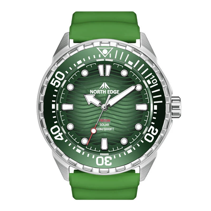 NORTH EDGE TRITON Solar Powered Digital Watch For Men Luxury Quartz Diving Watch 316L Stainless Steel Case Waterproof 300M Dive image 3