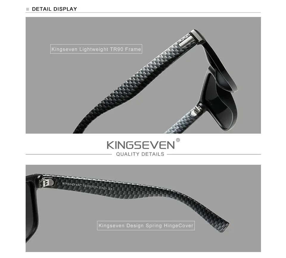 KINGSEVEN Sport Polarisierte Sonnenbrille Männer Frauen UV400 Objektiv Retro Rechteck Fashion Square Rahmen Brille Radfahren Brillen – Detail 1
