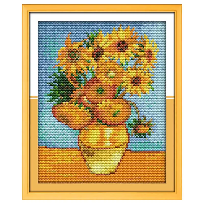 Van Gogh’s Sunflower Patterns Counted Cross Stitch Set DIY 11CT 14CT 16CT Stamped DMC Cross-stitch Kit Embroidery Needlework