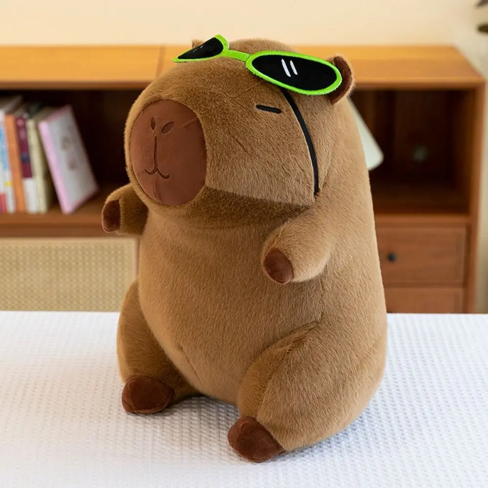 Kawaii Wear Glasses Capybara Plush Doll Simulation Cartoon Capybara Plush Toy Fluffy Soft Capibara Fluffty Doll Birthday Gift