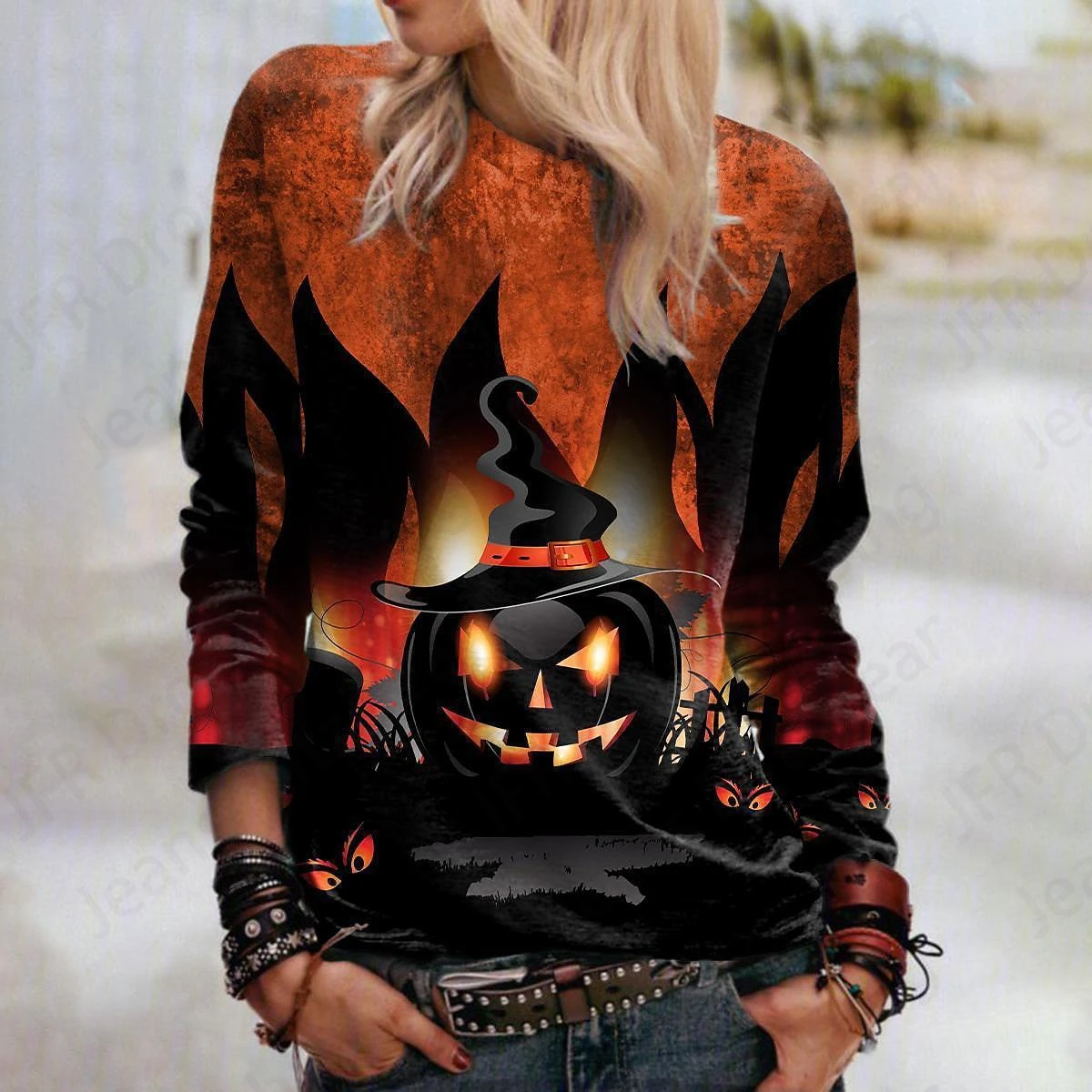 Happy Halloween 3d Print Hoodies Women Fashion Oversized Hoodie O-Neck Halloween Sweatshirt Girl Coat Women Sweats Girl Clothes