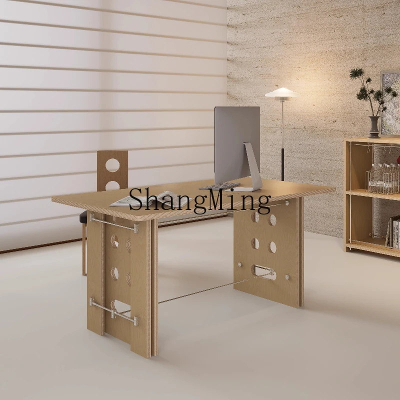 

CL minimalist wind solid wood ocean board metal advanced office desk computer desk