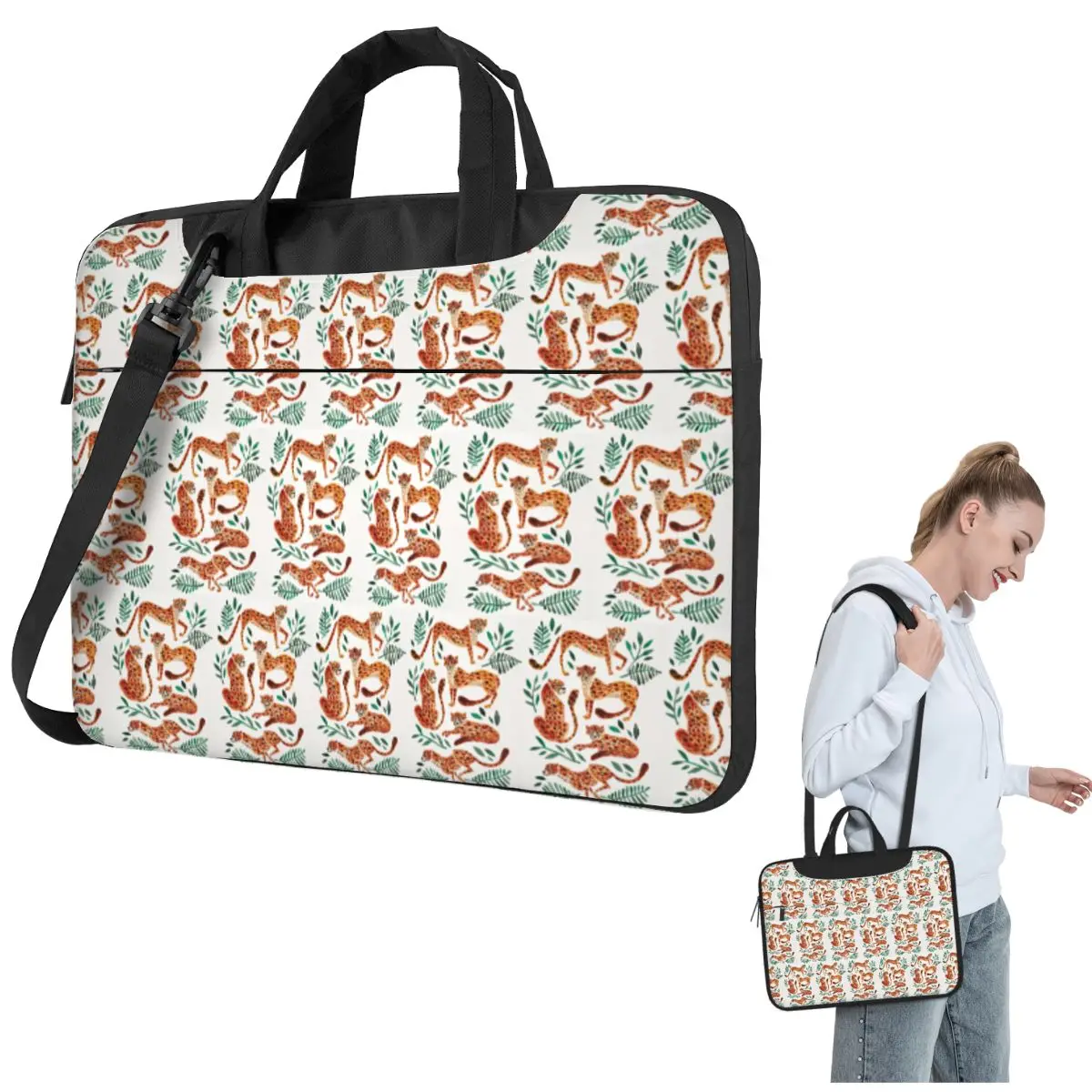 

Cheetah Collection Orange And Green Palette Crossbody Laptop Bag Case Computer Bag 13 14 15.6 Inch Notebook Pouch for Macbook