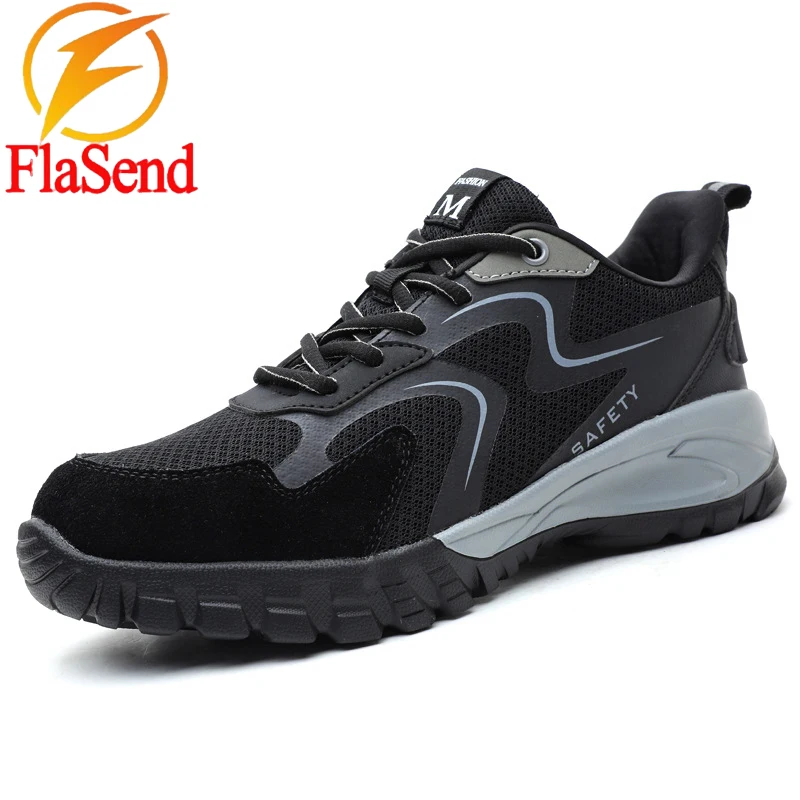 

Four Seasons Breathable Mesh Steel-Toe Head Anti-smashing Anti-piercing Non-slip Fly-Woven Labor Protective Safety Shoes