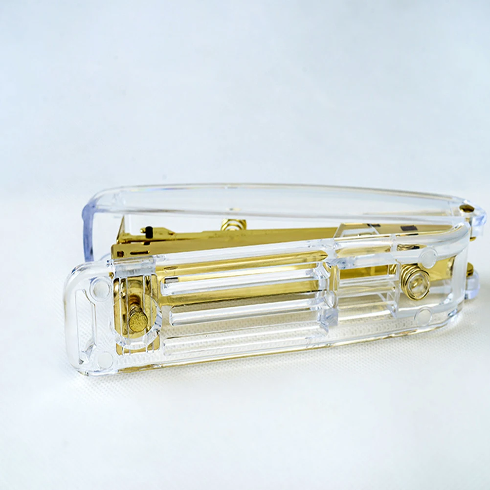 Desktop Stapler Stationery Accessories Gift Transparent Acrylic Standard Stapler Stapler For Home School Office Stapler Gold