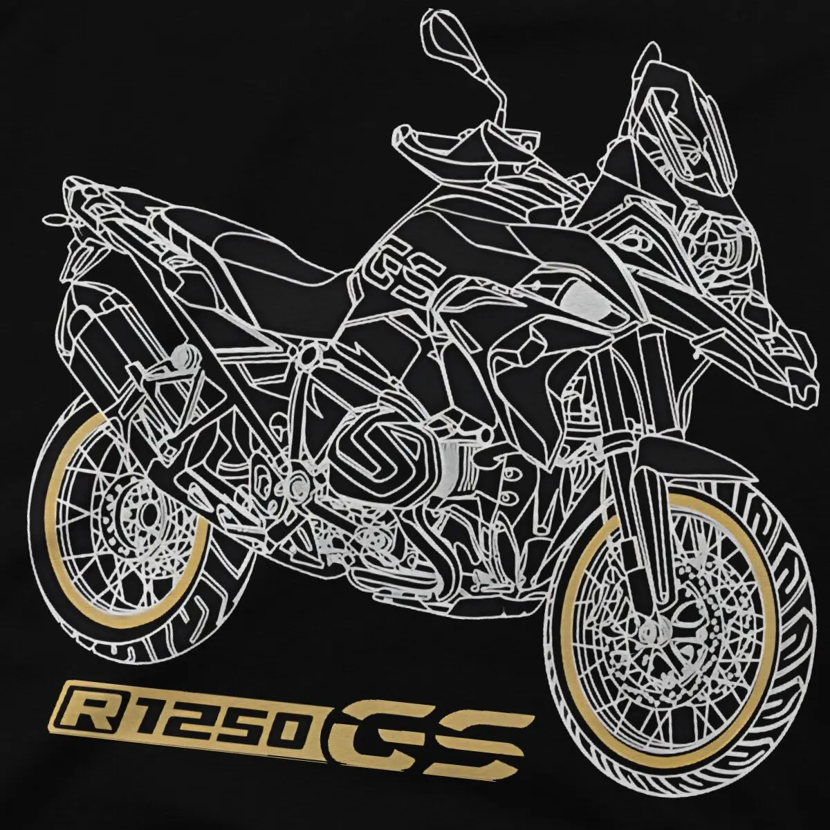 GS 1250 R 1250 GS Black Motorcycle T-Shirts for Men GS Awesome Cotton Tees Crewneck Short Sleeve T Shirts Printing Clothes