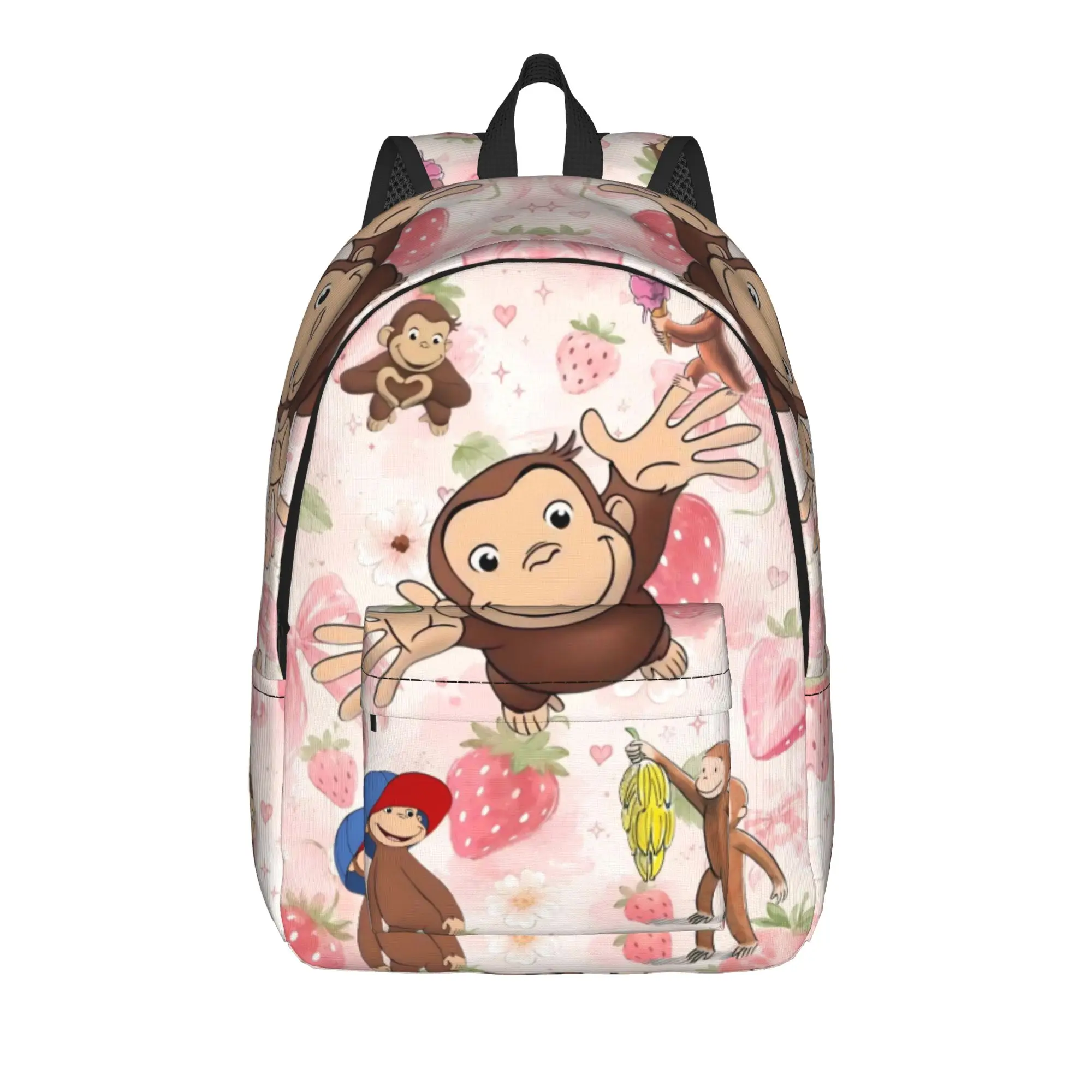 Curious Monkey Georges Cartoon Classical Backpack Outdoor High School Work TV Series Daypack for Men Women College Canvas Bags