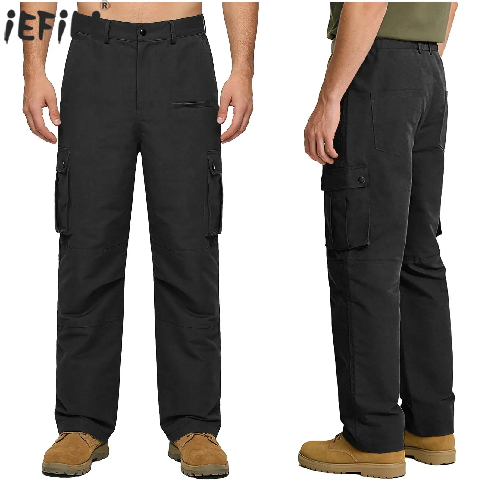 

Мужские модные брюки-карго для кемпинга и скалолазания, однотонные прямые свободные длинные брюки, брюки для рыбалки, повседневные повседневные брюки