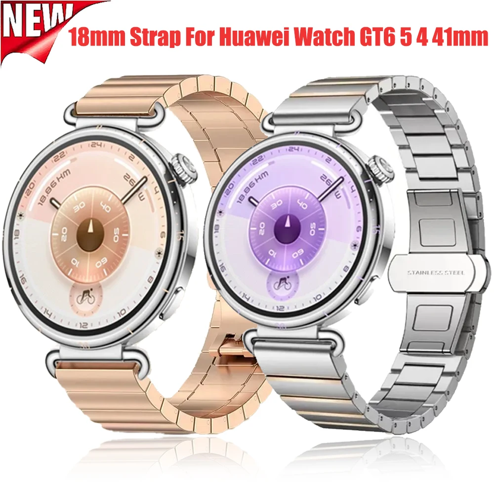 18 mm Metall-Edelstahlarmband für Huawei Watch GT6/GT5/GT4 41 mm Luxus-Armband für Huawei Watch 5/GT5 Pro 42 mm Gürtel