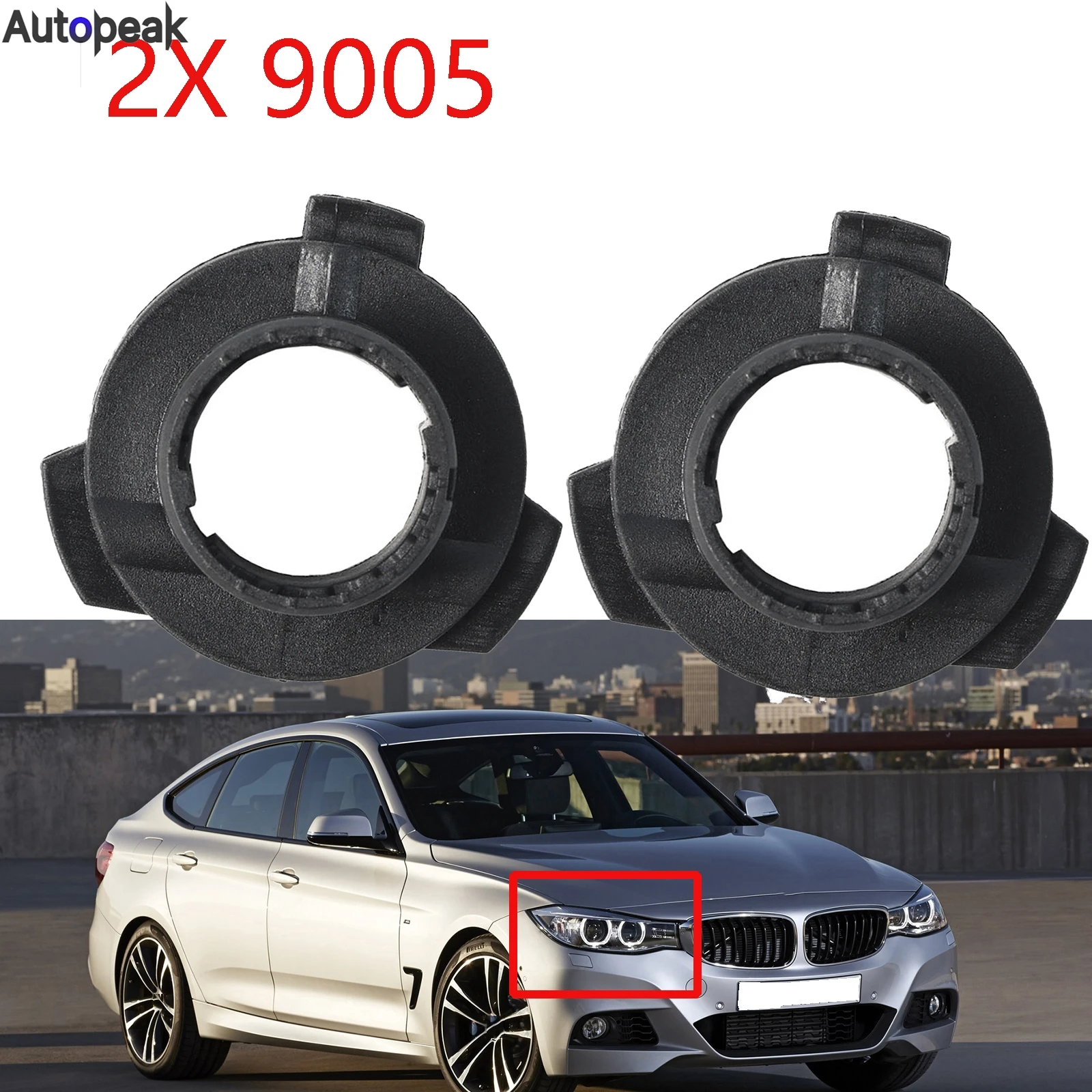 

2X Bulb Adapter 9005 Car LED Headlight Base Retainer Headlamp Socket Holder Plastic High Temperature Resistance Automobile