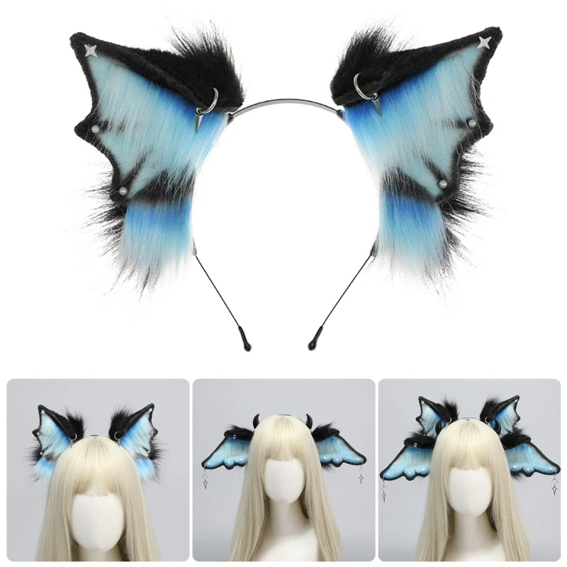 

Handmade Devil Bat Ears Hairband Women Gothic Role Play Anime Headband Masquerade Costume Headwear Cosplay Dress Up Hair Hoop