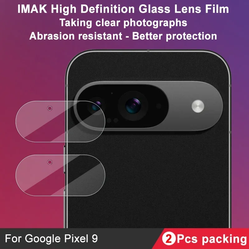 Film lensa kaca lensa untuk Pixel 9 IMAK 2 BH, Film lensa kaca definisi tinggi untuk Google Pixel 9 Pro XL