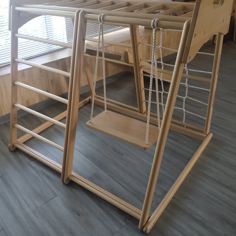 Climbing frame indoor beech home baby ladder wooden swing slide small playground