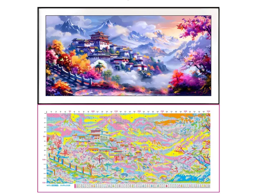 9ct 113x55cm Beautiful Scenery Embroidery DIY Chinese Style Printed Kits Cross Stitch Needlework Set Home Decor Crafts