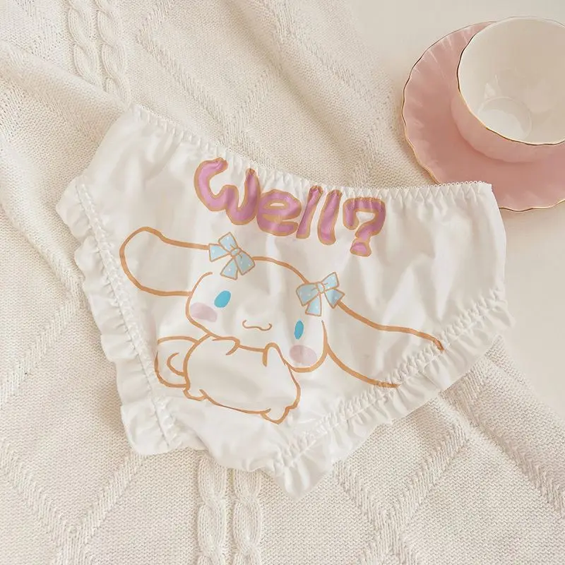 Kawai Sanrio Series Cartoon Stripe Cinnamoroll Sexy Cotton Japanese Girl Triangle Shorts Cute Lace Soft Cute Shorts Underwear