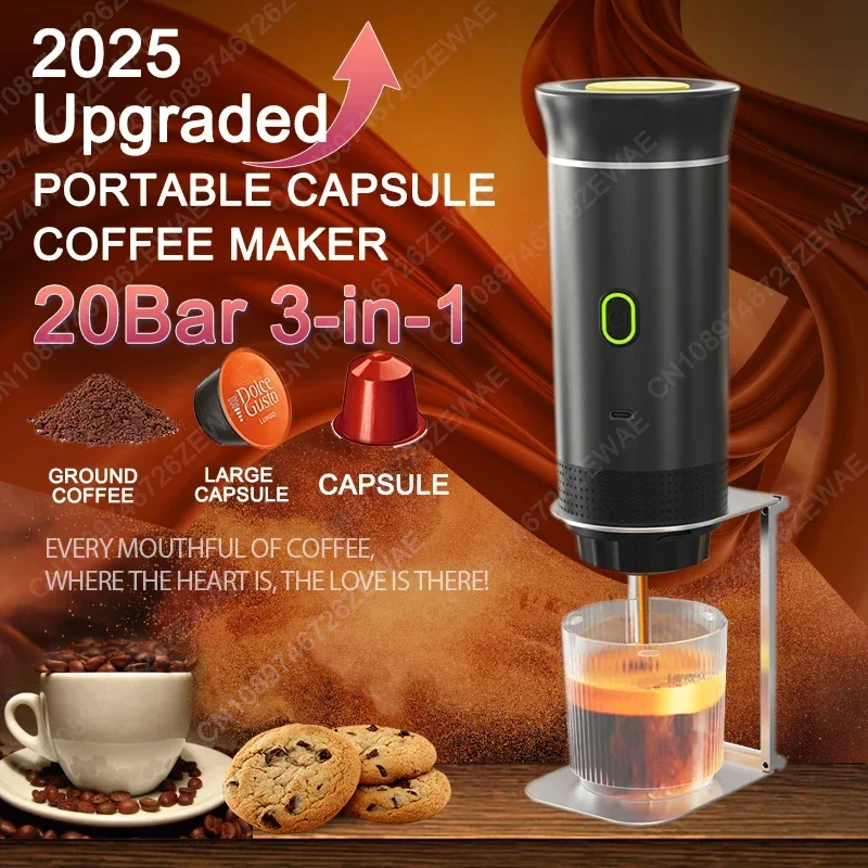 

Portable 3-in-1 Wireless Electric Coffee Maker 20Bar Espresso Machine USB Rechargeable For Home Camping Travel Coffee Machine