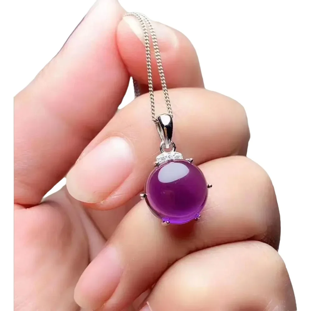 

KJJEAXCMY-925 Sterling Silver Pendant Necklace Women, Gemstone, Amethyst, Female, Miss Girl, Fine Jewelry, Birthday Party Gift