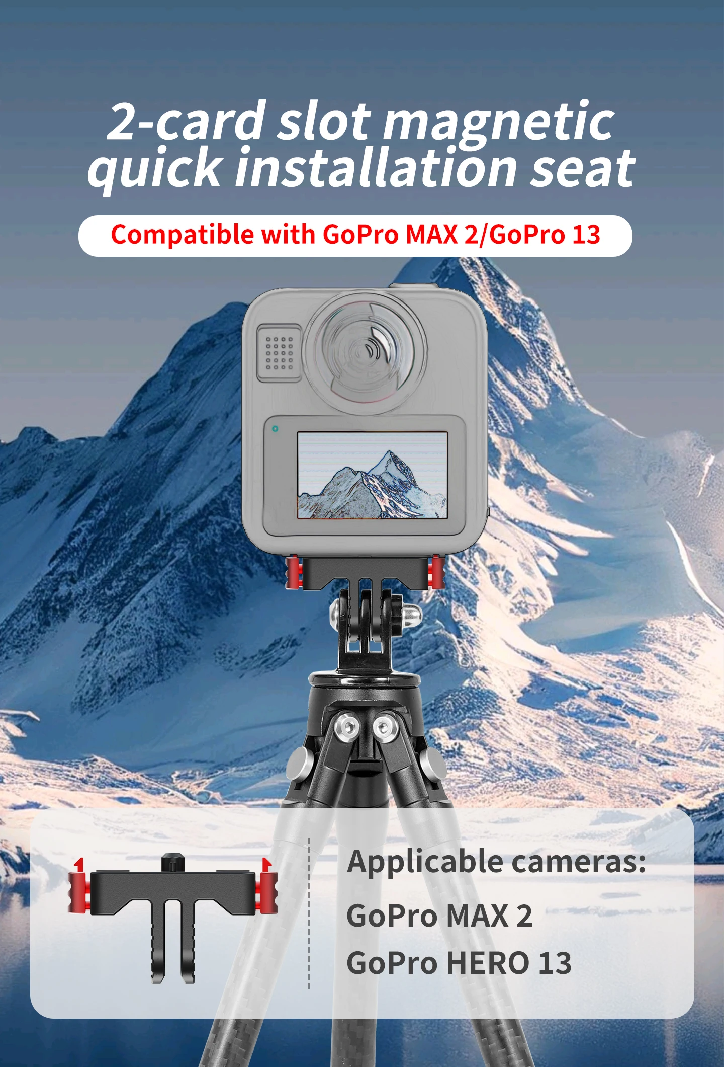 Neue Dual Lock Magnetische Quick Release Basis Action Kamera Stativ Halter 1/4 Anti Umkehr Halterung für GoPro MAX 2 für Go Pro Hero 13 – Detail 12