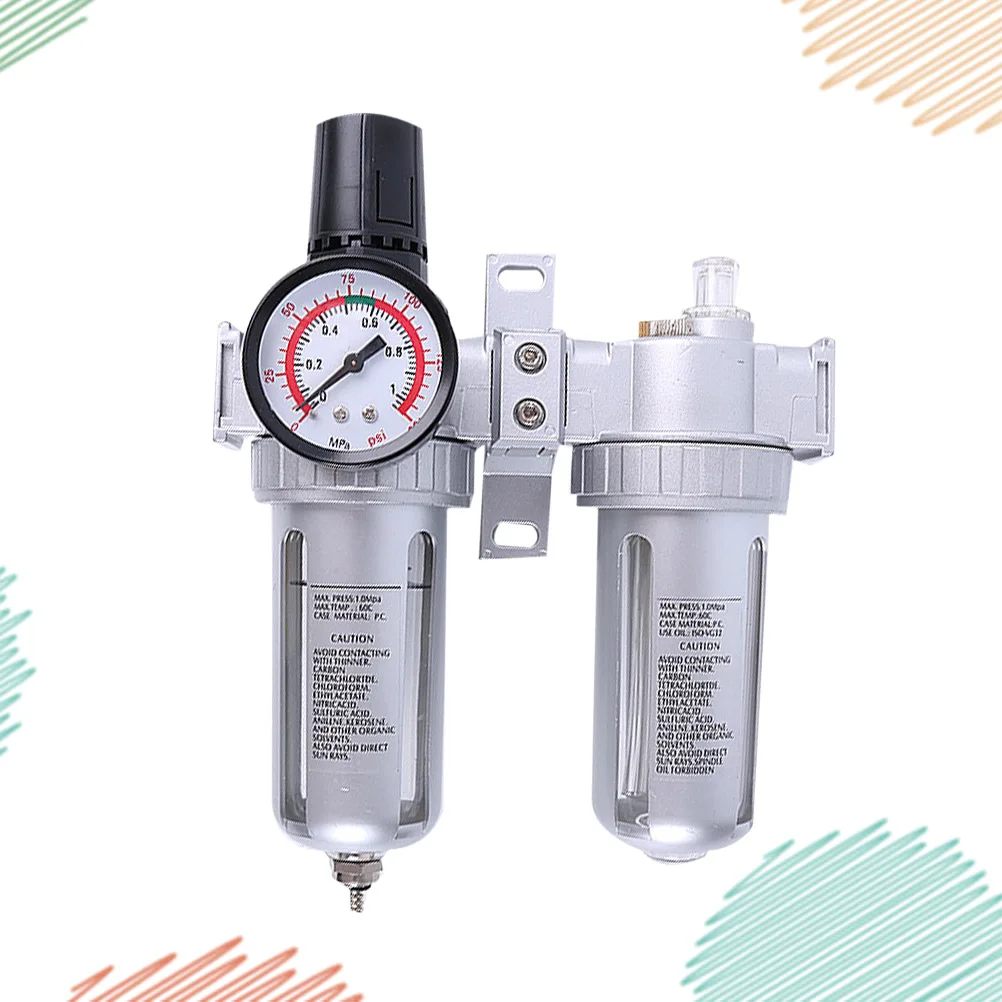 Sfc400 Air Compressor Regulator Oil Water Separator Trap Filter Automatic Drain Silver High Efficiency Gas Connection