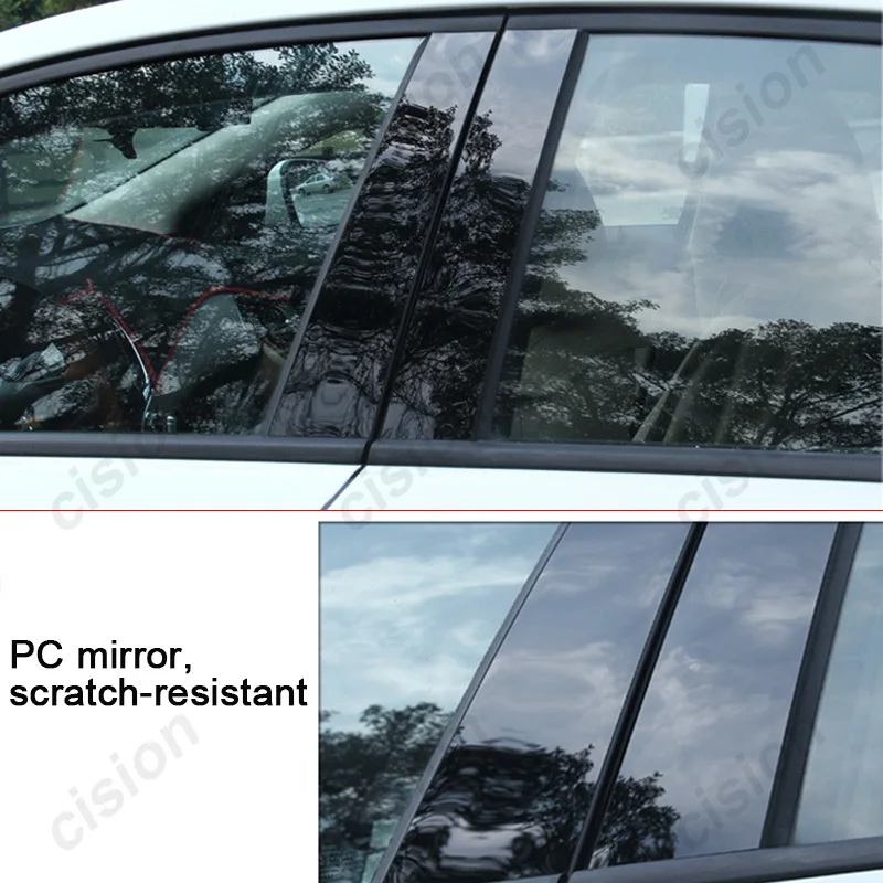 For Toyota Raize 2020-2022 Mirror Effect Car Window Door Column BC Pillar Post Cover Trim Carbon Fiber Black PC Material Sticker