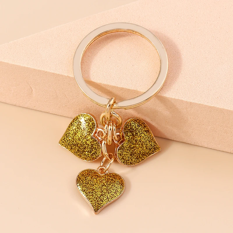 Lovely Colorful Heart Keychain Love Keyrings Valentine\'s Day Gift Key Chains for Women Girls Car Key Handbag Jewelry Accessories