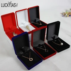 Wholesale Pendant Necklace Chain Storage Package Gift Box Soft Black Blue/Red/Velvet Casket Long Earrings Jewelry Organizer Box