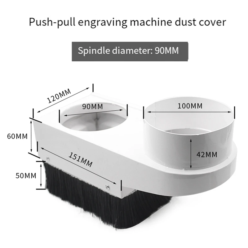 TOP CNC Router Dust Collector Shoe Engraving Machine Spindle Cover Diameter 90mm Woodworking Brush Cleaner Tools(On Card)