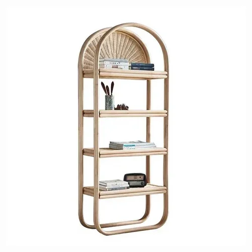 zq Rattan Floor Shelf New Chinese Creative Corner Rattan Cabinet Simple Ornaments Living Room Bookshelf