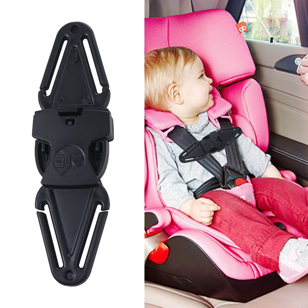 

2PCS Black Child Seat Buckle Safety Cover Adjustable Shoulder Belt Positioning Buckle Automobile Fixer Adjuster